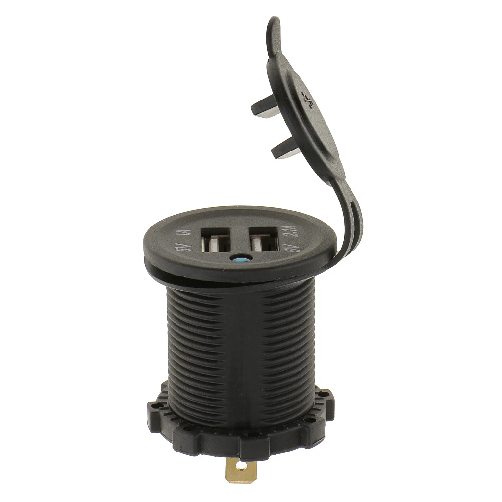 12V-24V USB Dual Power Socket Panel Car Mount Motorcycle 2 Port Outlet