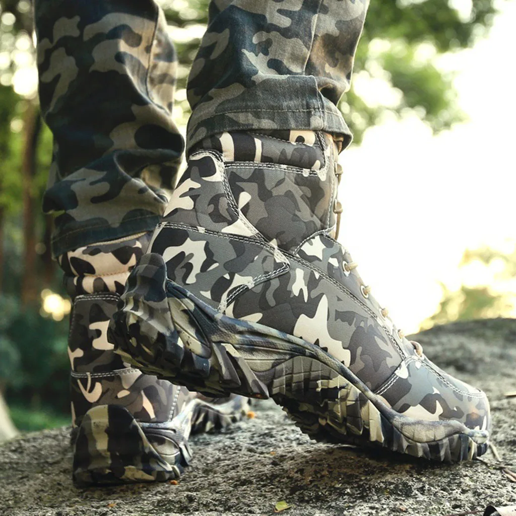 CHAMSGEND мужские высокие уличные походные ботинки водонепроницаемые парусиновые камуфляжные тактические ботинки модные повседневные Нескользящие походные ботинки