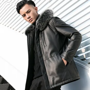 

Leather Jacket Sheepskin Genuine Leather Jacket Men Duck Down Winter Coat Mens Leather Jacket Chaqueta Cuero Hombre YY870