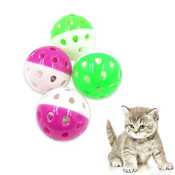 

5pcs Funny Cats Random Colored Solid Cat Toy Ball Plastic Football Hollow Ball Toss Pet Toy Ball Bell Sound Pet Supplies TSLM1