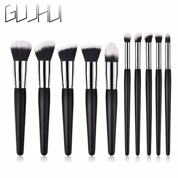 

10 pcs/set High Quality Classic Silver/Black Pro Makeup Brushes Set Powder Eye Eyeshadow Kabuki Brush Kit Cosmetics Beauty Tools