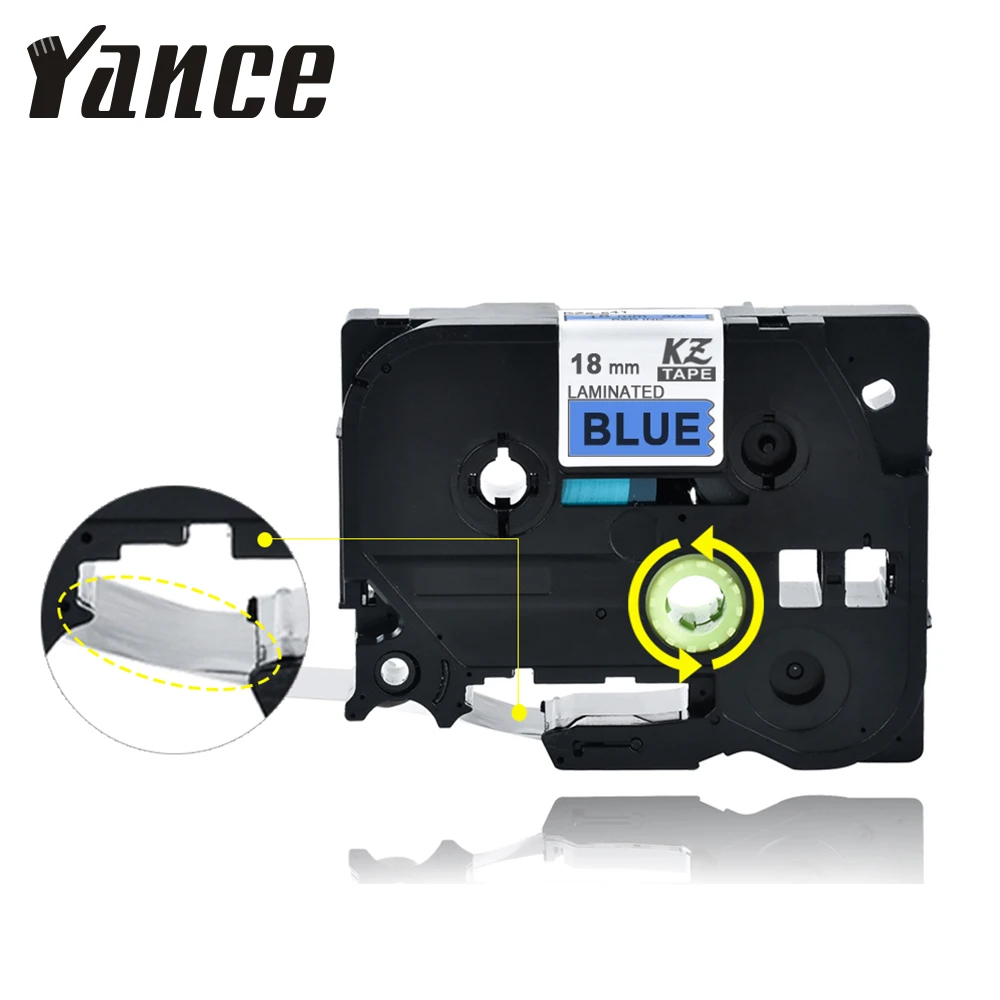 Yance 18mm 검정색 호환 형제 라벨 테이프 Tze-541 TZe541 TZE 541 TZ-541 형제 P-touch 라벨 메이커 프린터 용