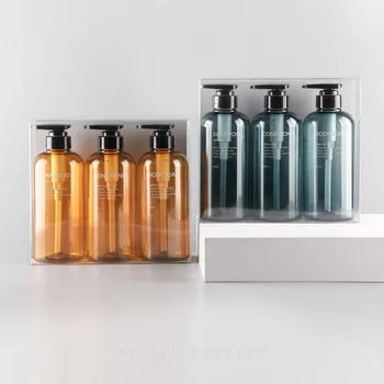 

3 in 1 Set Soap Dispenser Bathroom Conditioner Body Soap Shampoo Bottles 300ml 500ml Refill Empty Bottle Plastic Pump Bottle