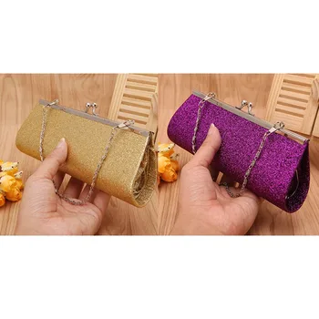 

Women Glitter Clutch Purse Evening Party Wedding Banquet Handbag Shoulder Bag (Purple)
