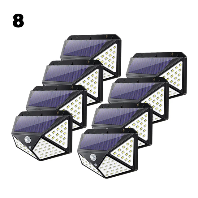 Solar LED Lights Outdoor Garden 100 LED Motion Sensor Wall Lights IP65 Waterproof Lamp For Yard Exterior Wall Fence Patio 8 PACK