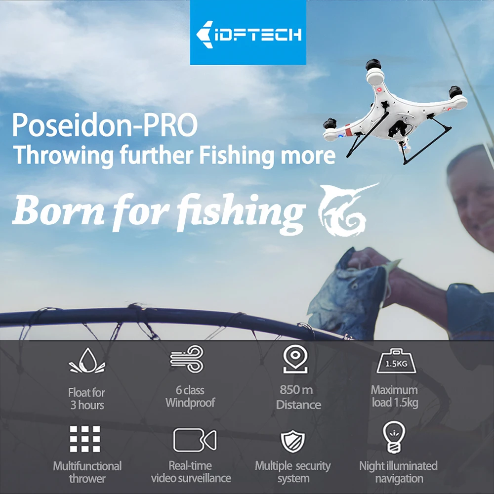 IDEAFLY Poseidon Pro Водонепроницаемый рыболовный Дрон с камерой 1080P gps 850m 5G WiFi Трансмиссия 1,5 кг приманка для рыбалки Квадрокоптер Дрон