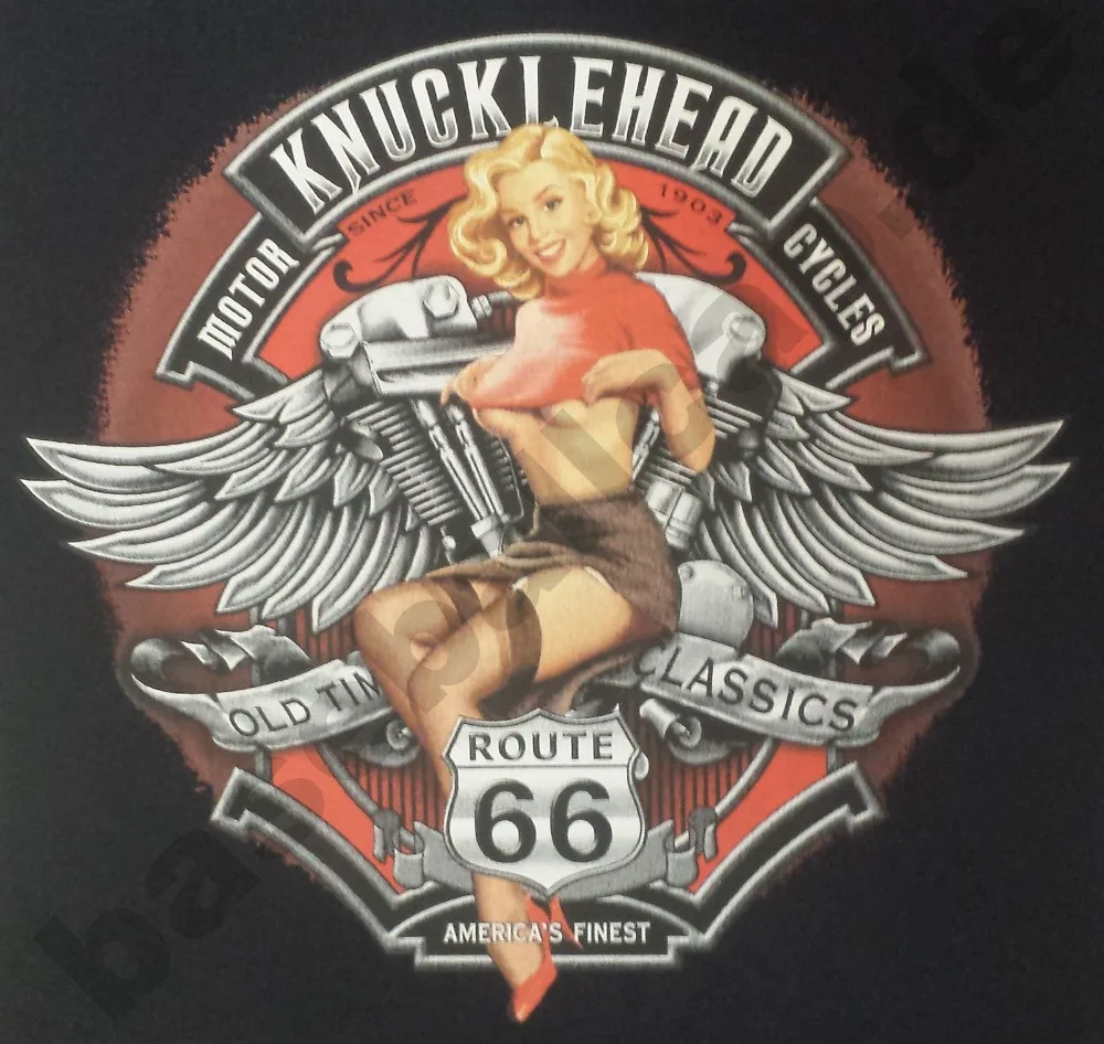 Футболка 783 байкерская куртка с костяком Route 66 США Pinup на заказ мотоциклетная