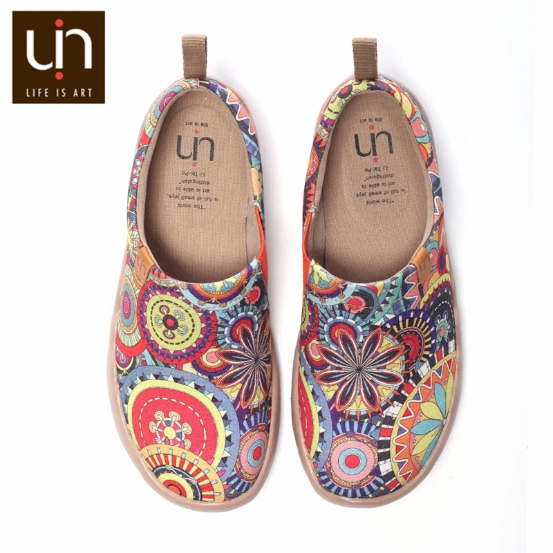 Preise UIN Blossom Design Bunte Kunst Gemalt Leinwand Loafers für Frauen Breite Füße Komfort Schuhe Damen Outdoor Weiche Sneaker Leichte