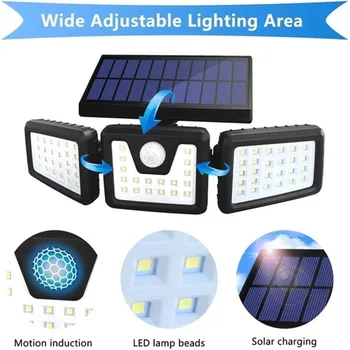 

74LED/100COB Solar Light Outdoor Solar Lamp Powered Sunlight 3 Modes PIR Motion Sensor for Garden Decoration Wall Lamp Street