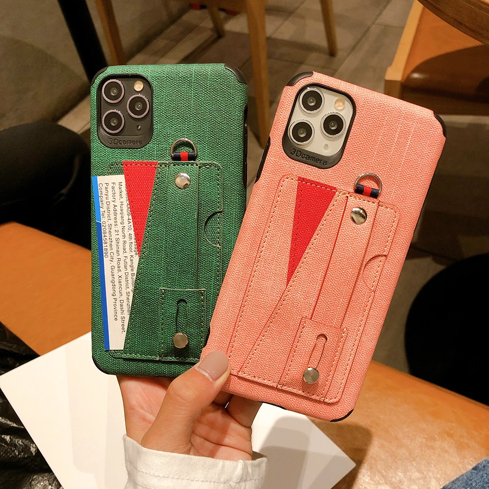 Модный холщовый чехол для телефона с подставкой для iphone 11 pro max x xs xr чехол с отделением для карт для iphone 6s 8plus 7 анти-падение задняя крышка