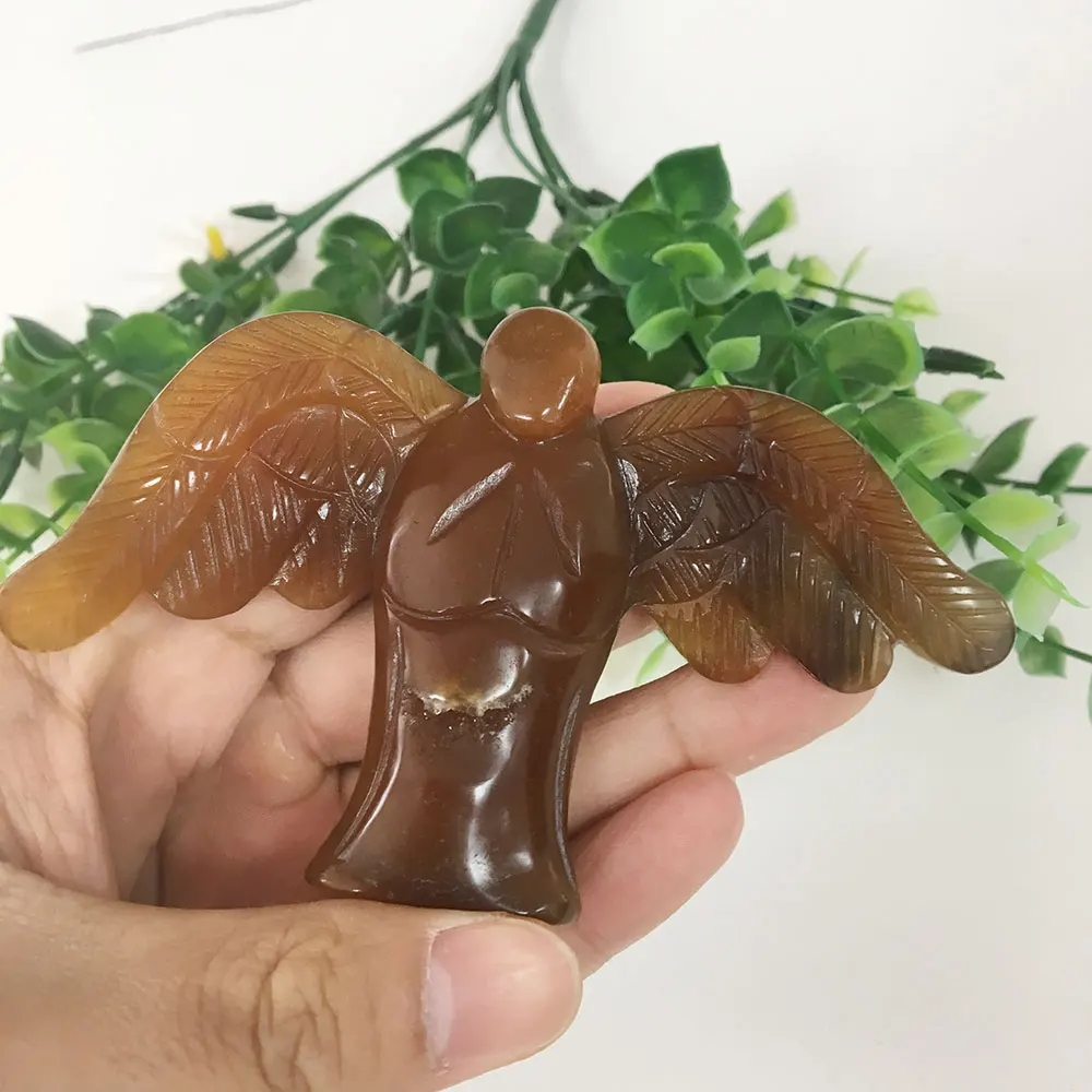 Натуральный агат Geode Angel Drusy Druse фигурка животного Кристалл кварц драгоценный камень ручной резное исцеление для украшения дома подарок LP