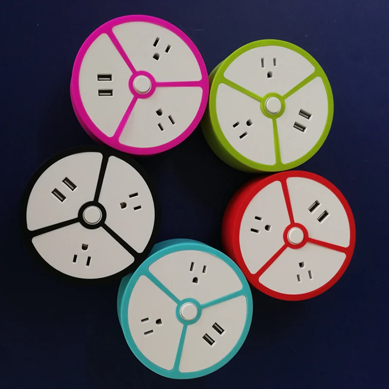 

1PC Creative Round USB Charging Strip Line Socket Hidden Line Socket Plug Power Strip US Standard Plug