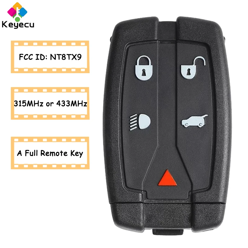KEYECU Smart Remote Car Key Fob 5 Buttons 315MHz/ 433MHz ID46 Chip for Land Rover LR2 Freelander 2 2006-2011 2012 FCC ID: NT8TX9 |