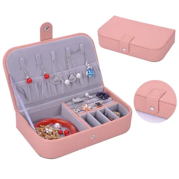 

Minimalist Design Universal Jewelry Organizer Display Travel Case Boxes Portable Jewelry Box Button Leather Storage Zipper Gift