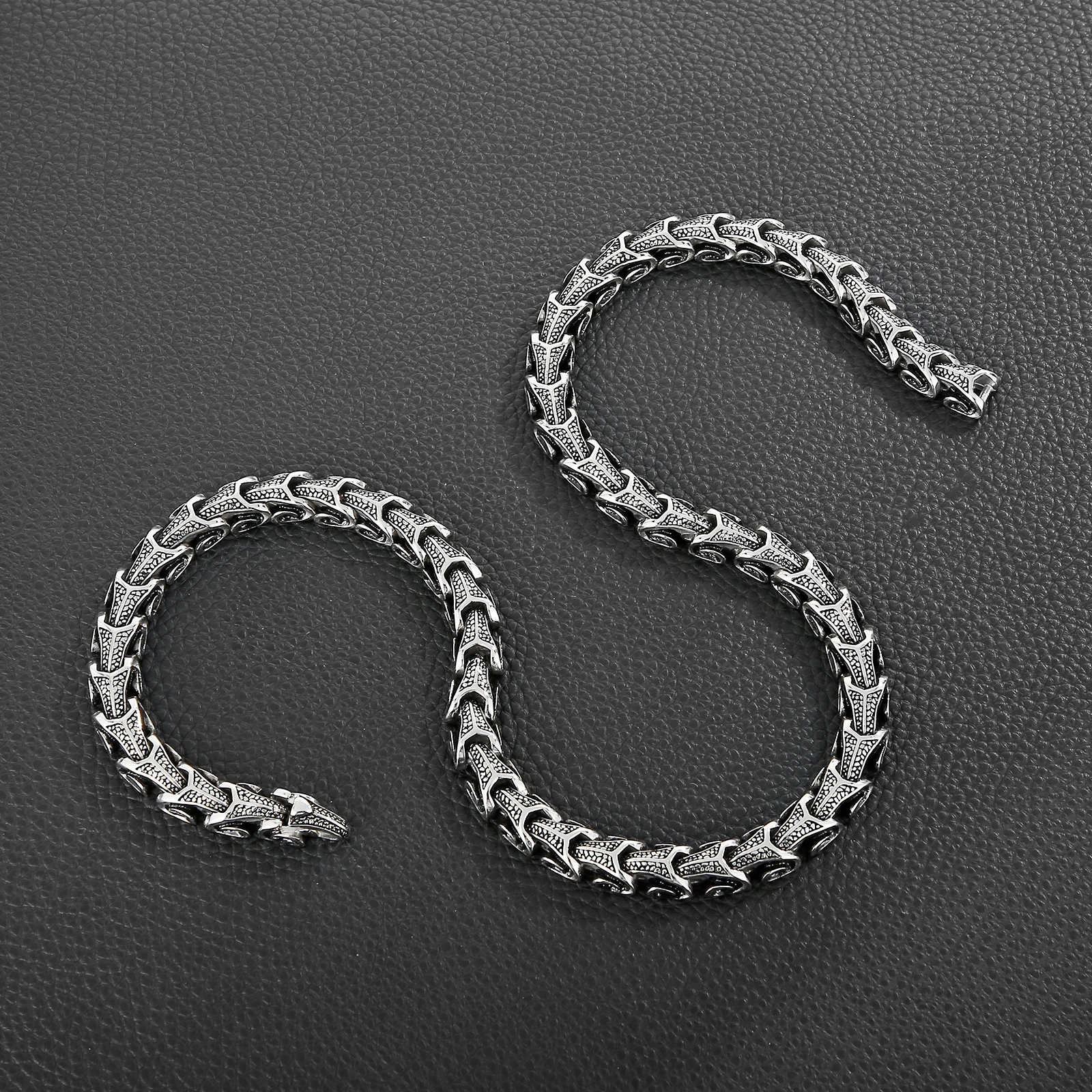 Fongten Gothic Dragon Chain Necklace For Men Stainless Steel Charm Collar Choker Long Necklace Heavy Silver Color Jewelry