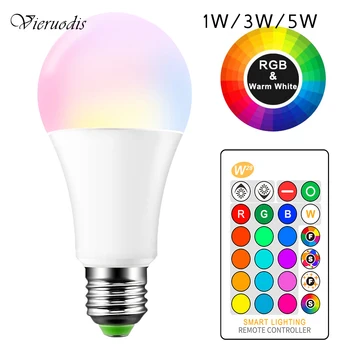 

Remote RGB LED Lamp 1W 3W 5W RGB LED Bulb USB Lamp Automatic Rotation Colorful Christmas Lighting Night Light Bases Edison bulb