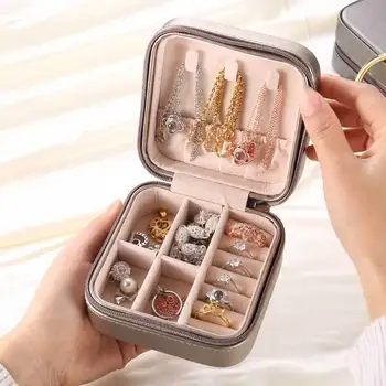 

candy color fashion women luxury jewelry box mini style leather Jewelry Storage Case for Home Travel girl gift 200807-69
