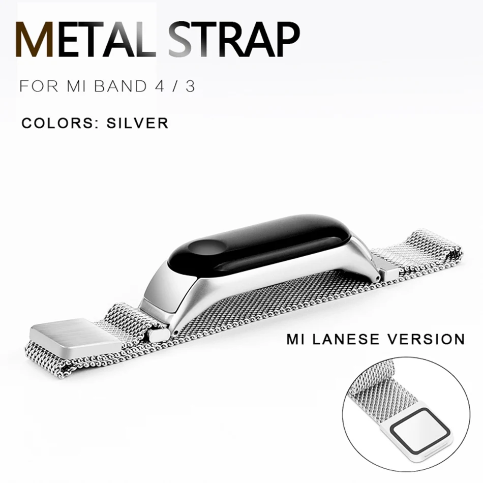 17O Protector/Bracelet mi band 3 4 strap For Xiaomi mi band 4 3 Strap/Bracelet for MiBand 4 3 Strap Metal Belt Stainless Steel Strap - Цвет: 17O