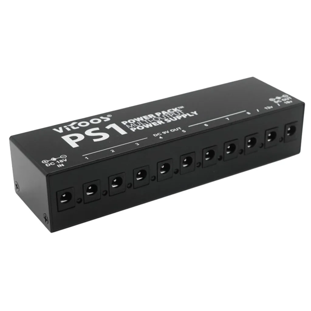 

Aluminum Alloy Electric Guitar Effect Pedal Charger Power Supply Black 10 Isolated Output Black