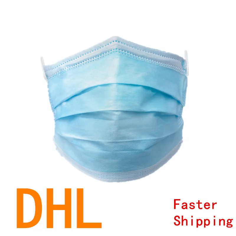 

Disposable mask Adult mask 100 pcs Mask Free shipping DHL Protect 3 Layers Filter Dustproof Earloop Non Woven Mouth Masks
