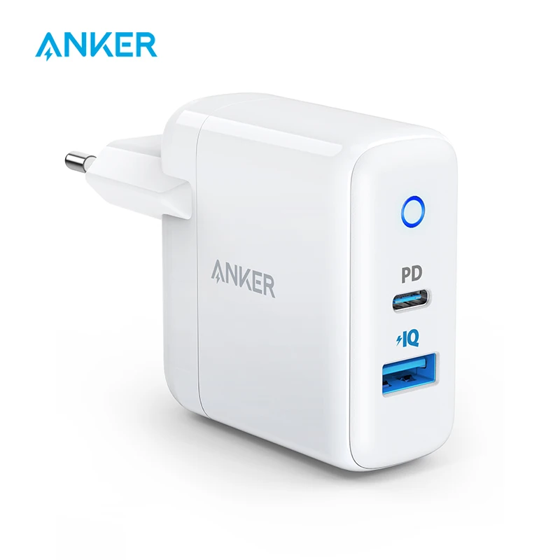 Anker 2-портовое настенное зарядное устройство USB C type C с мощностью 18 Вт и мощностью 12 Вт IQ, порт питания PD 2, светодиодный индикатор для iPhone, iPad и т. Д