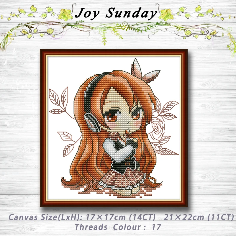 

Beautiful girl listening to music Decor cartoon painting 14CT 11CT Cross Stitch Needlework Set Embroidery kits Home Decor