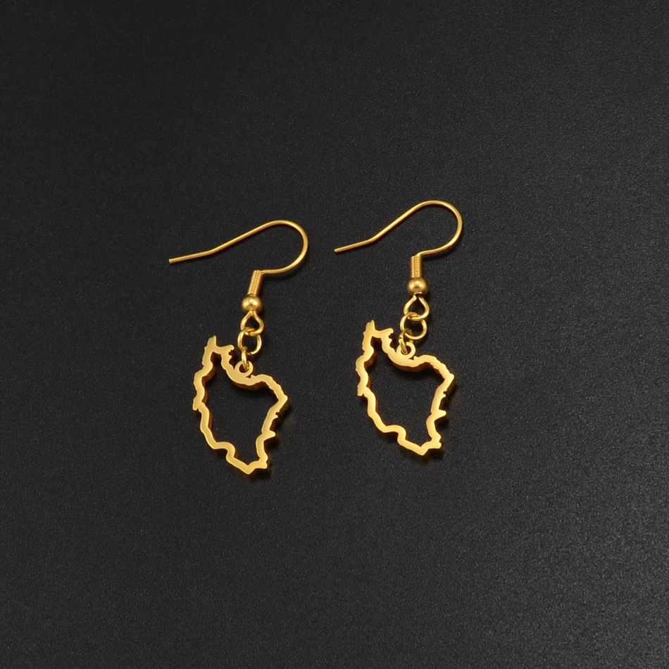 Anniyo Iran Map Earrings for Women Girls Jewelry Stainless Steel Iranian Outline Earring #246321 4