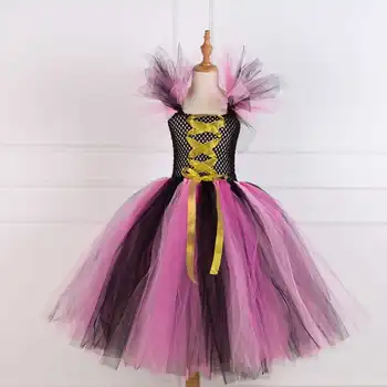

Girls Witch Tutu Dress Hot Pink and Black Children Halloween Carnival Cosplay Witch Costume Kids Party Dresses for Girls