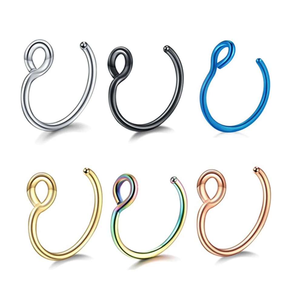 5 шт. стальное кольцо для носа губ с образным зажимом пирсинга завитка ушной