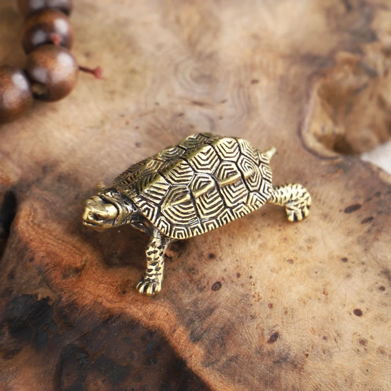 Ornament Crafts Miniature Figurines Turtle Ornament Vintage Brass Longevity Animal Turtle Figurines Miniatures Lucky Desktop Oranments Home Decoration Accessories Feng Shui Decors