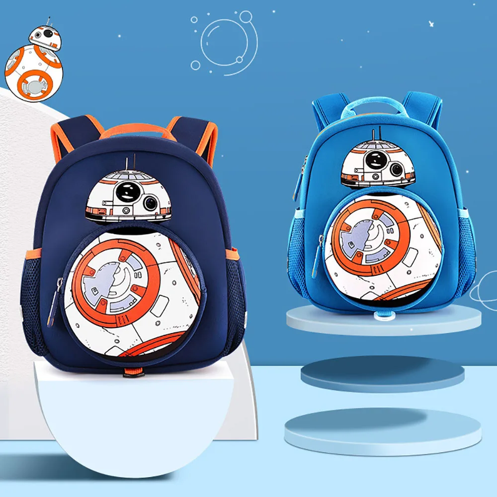 Child Disney School Bag Cute Preschool Education Baby Cartoon Anime Pattern School Bag Blue Breathable Comfortable Anti-Lost Bag