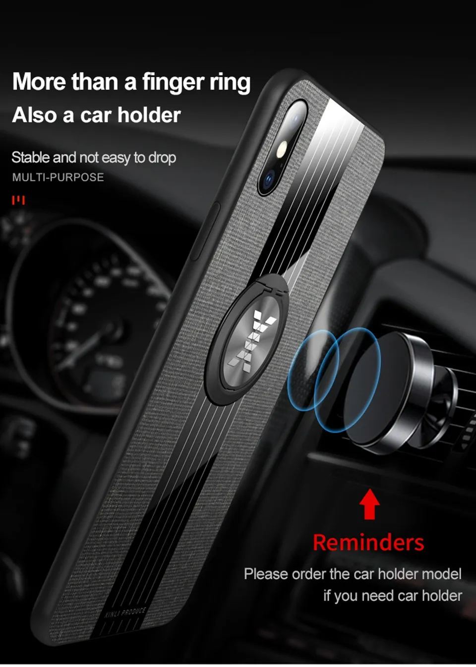 Luxury Phone Case For iPhone X XS XR Max Cover Car Holder Silicone Magnetic Ring Bracket Case For iPhone 6 7 8 Plus X XS XR Max (6)