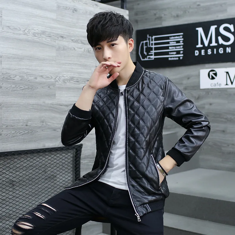 Leather Coat Men'S Wear Youth Korean-style Slim Fit Spring New Style MEN'S Jacket MEN'S Coat Spring Clothing PU Leather Jac