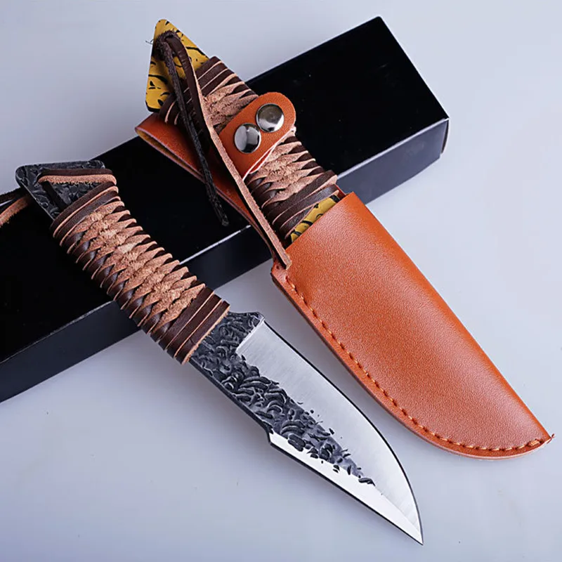

Outdoor Tactical Fixed Knives High-carbon steel Damascus pattern Knife Handmade camping Hunting Knife EDC tools Free shipping