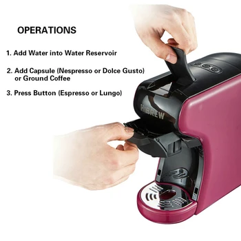 HiBREW Espresso Coffee Machine 3-In-1 Multi-Function;Coffee Maker,Espresso Maker,Dolce gusto capsule coffee machine, 3