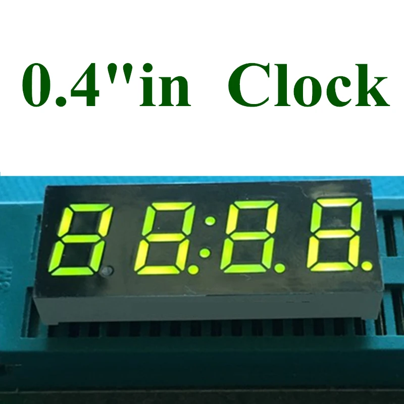0.4 Inch 7 Segment 4 Digit Super GREEN 0.4" 0.4in Clock LED Display Common cathode Time 12 Pins for DIY