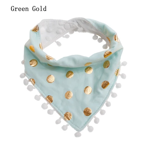 Green Gold Детские носки для маленьких мальчиков и девочек, с кисточкой, Слюна полотенце бандана треугольные нагрудники головной платок DXAD - Цвет: Green Gold