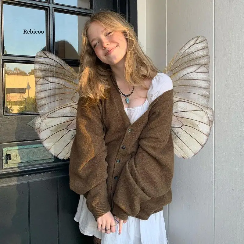 Fairy Grunge Brown Knitted Oversized 