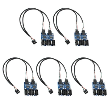 

5 Set 9Pin USB Header Male 1 to 4 Female Extension Cable Card Desktop 9-Pin USB HUB USB 2.0 9 Pin Connector Adapter Port