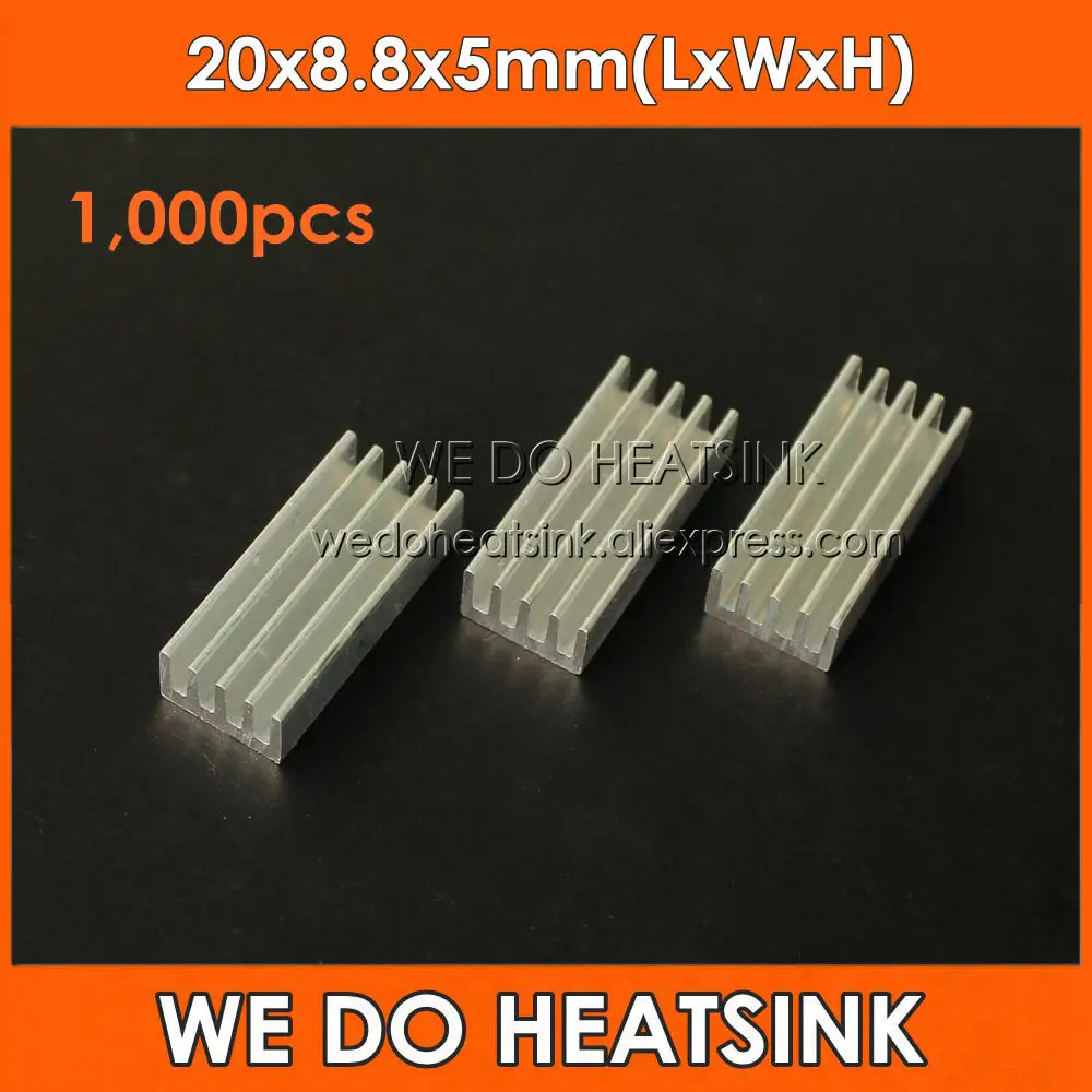 WE DO HEATSINK 1,000pcs 20x8.8x5mm DIY Extrusion Epoxy Attach On