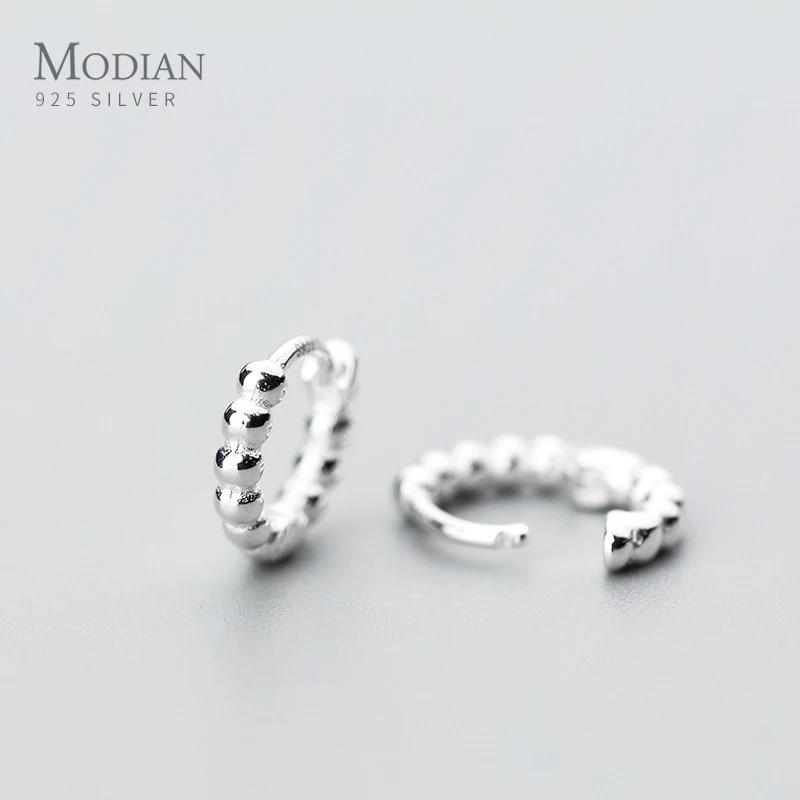 

Modian 100% Real 925 Sterling Silver Beads Fashion Brand Simple Hoop Earrings Charm Fine Ear For Women Sterling Silver Jewelry