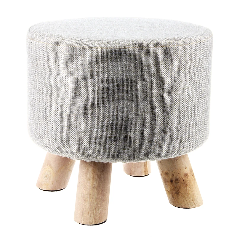

Modern Luxury Upholstered Footstool Round Pouffe Stool + Wooden Leg Pattern:Round Fabric:Grey(4 Legs)
