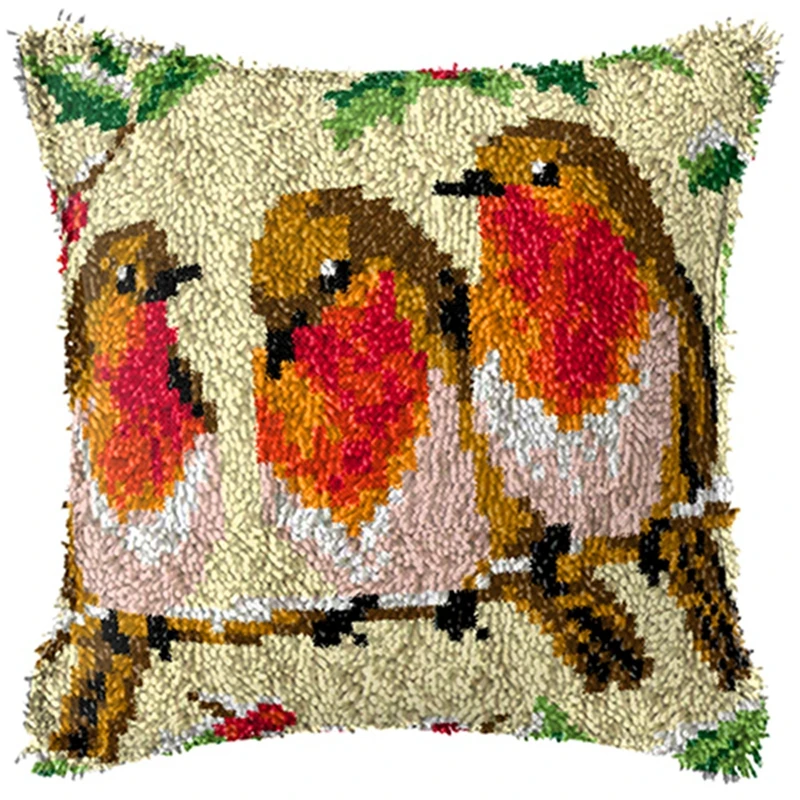 Cartoon Bird Embroidery Cross-stitch Pillowcase Tapestry DIY Latch