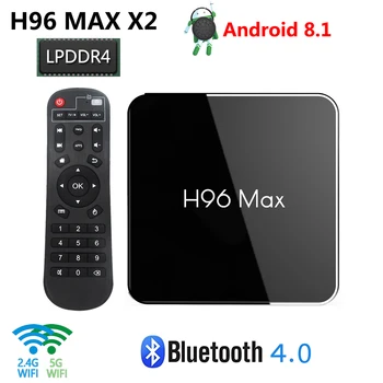 

H96 MAX X2 Android 8.1 TV Box DDR4 4GB RAM 64GB ROM Amlogic S905X2 Quad Core Smart Box 2.4G 5G WiFi Bluetooth 4K HD Media Player