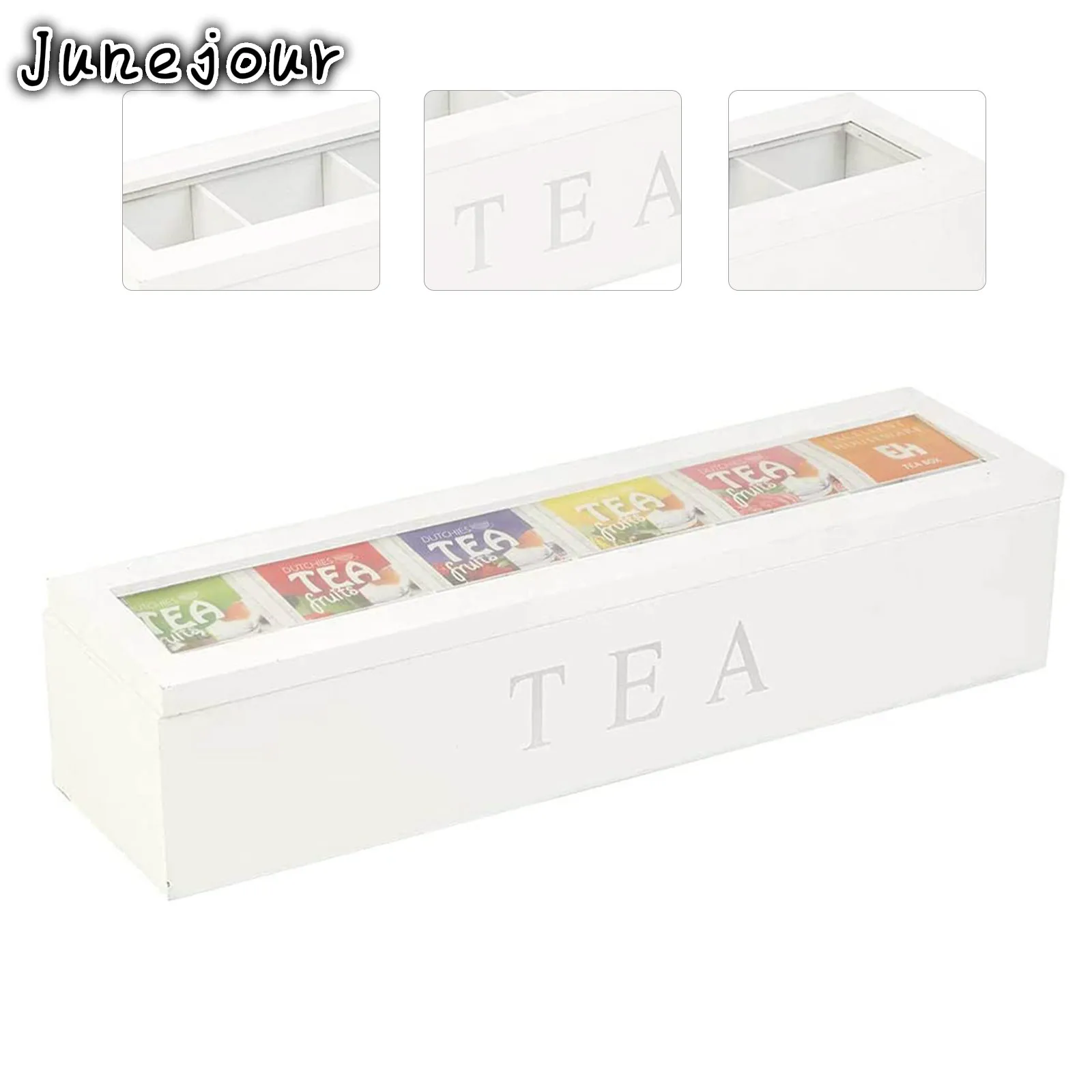

2020 New Wooden Tea Box with Lid Coffee Tea Bag Storage Holder Organizer for Kitchen Cabinets Coffee Tea Bag Storage Holder