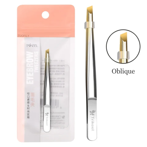 Steel Flat/Slant Tip Multifunction Tweezer Eyebrow Tweezer Face Hair Removal Make Up Tool False Eyelashes Tweezer Tool