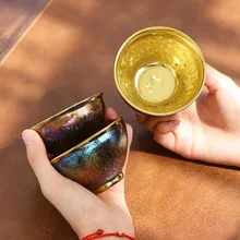 

Kiln Reconstruction Ceramic Close-fitting Cup 6-piece Set Glass Tea Bowl Dipping Sauce Seasoning Dish Exquisite Home Accessories