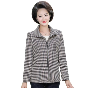 

Women Spring Coat Loose Floral Plaid Print Outwear Coats Casual Female Vintage Pockets Zipper Plus Size XL-5XL Jackets