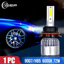 Vehemo 9007/HB5 72 Вт 12 В Автомобильное освещение Светодиодные Автомобильные передние фары светодиодный противотуманный фонарь Сверхяркие лампы передняя фара светодиодный фонарь