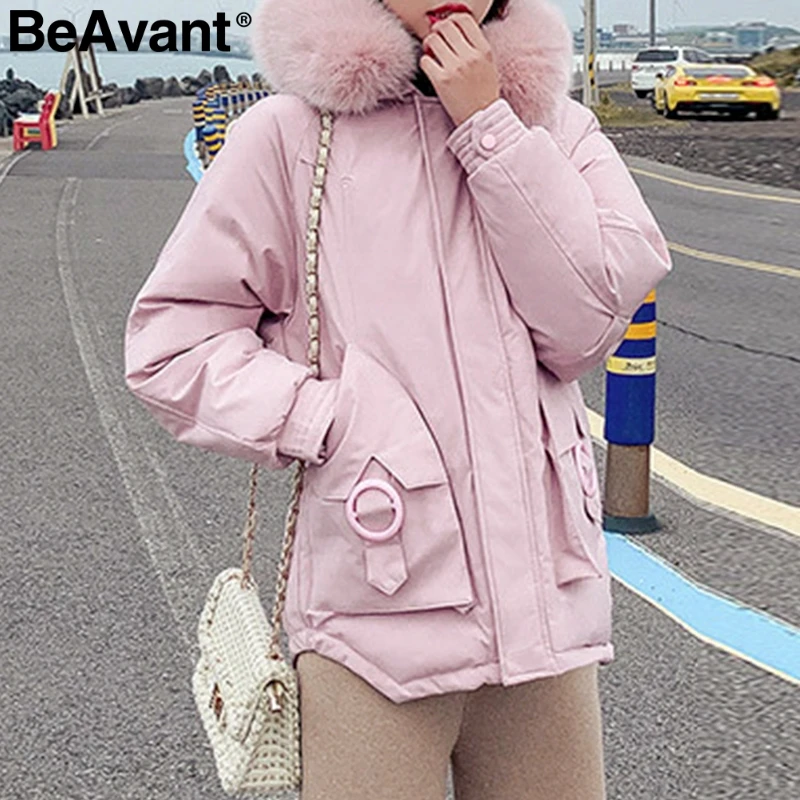 BeAvant, большие пуговицы, карманы, на шнуровке, Женская парка, модная верхняя одежда, женские куртки, Осень-зима, на молнии, с капюшоном, теплое Стеганое пальто